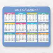Kute en kleurrijke kalender 2023 | Mousepad Muismat (Voorkant)