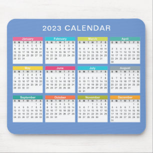 Kute en kleurrijke kalender 2023   Mousepad Muismat