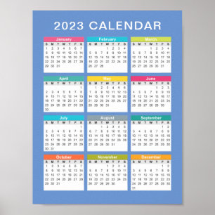 Kute en kleurrijke kalender 2023   POSTER