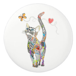 Kute en kleurrijke kat deurknop keramische knop