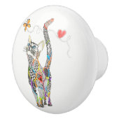 Kute en kleurrijke kat deurknop keramische knop (Rechts)