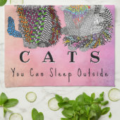 Kute en kleurrijke kat en keukenhanddoeken (Gevouwen)