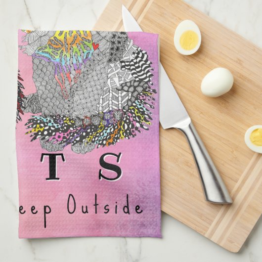 Kute en kleurrijke kat en keukenhanddoeken (Quarter Fold)