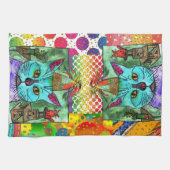 Kute en kleurrijke kat en muis 1/2 Vet Theedoek (Horizontaal)