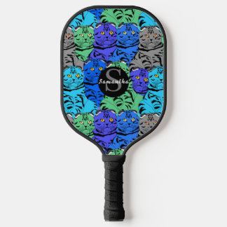 Kute en kleurrijke katten patroon, aangepaste naam pickleball paddle