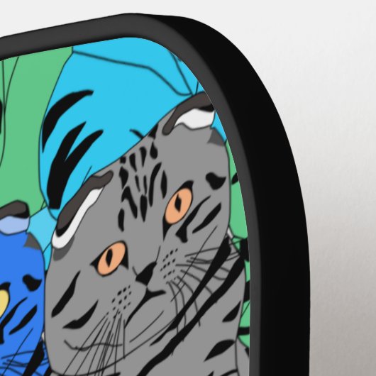 Kute en kleurrijke katten patroon, aangepaste naam pickleball paddle (Links Detail)