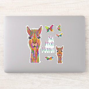 Kute en kleurrijke Llama Vinyl Stickers
