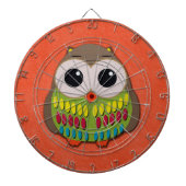 Kute en kleurrijke Oranje dartboard van Owl Dartbord (Voorkant)