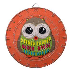 Kute en kleurrijke Oranje dartboard van Owl Dartbord
