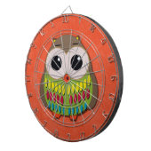 Kute en kleurrijke Oranje dartboard van Owl Dartbord (Voorkant Rechts)
