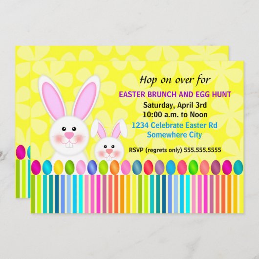 Kute en kleurrijke paasbunny kaart (Voorkant / Achterkant)