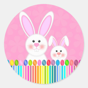 Kute en kleurrijke paasbunny ronde sticker