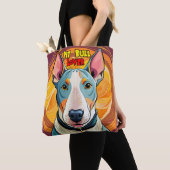 Kute en kleurrijke Pitbull-Canvas tas (Dichtbij)