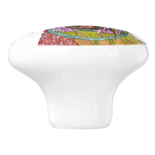 Kute en kleurrijke Pitbull Deurknop Keramische Knop (Zijkant)