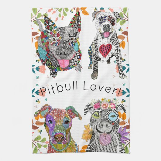 Kute en kleurrijke Pitbull Kitchen Towel Theedoek (Verticaal)