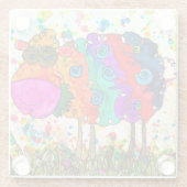 Kute en kleurrijke schapenvlees glazen onderzetter (Achterkant)