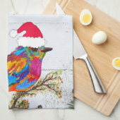 Kute en kleurrijke vogel op een Branch Kitchen Tow Theedoek (Quarter Fold)