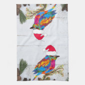 Kute en kleurrijke vogel op een Branch Kitchen Tow Theedoek (Verticaal)
