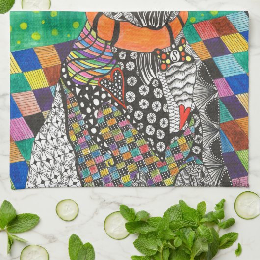 Kute en kleurrijke Weimaraner Kitchen Towel Theedoek (Gevouwen)