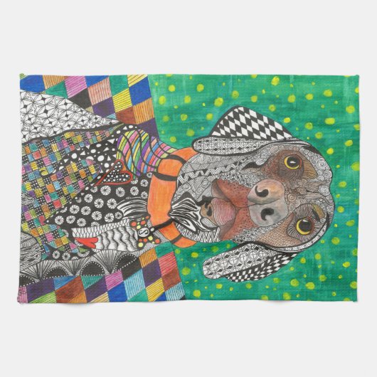 Kute en kleurrijke Weimaraner Kitchen Towel Theedoek (Horizontaal)