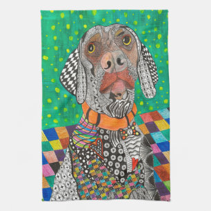 Kute en kleurrijke Weimaraner Kitchen Towel Theedoek