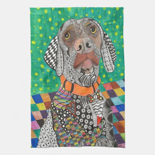 Kute en kleurrijke Weimaraner Kitchen Towel Theedoek (Verticaal)