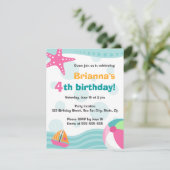 Kute en leuke poel of strandfeest voor kinderen kaart (Staand voorkant)