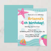 Kute en leuke poel of strandfeest voor kinderen kaart (Voorkant / Achterkant)