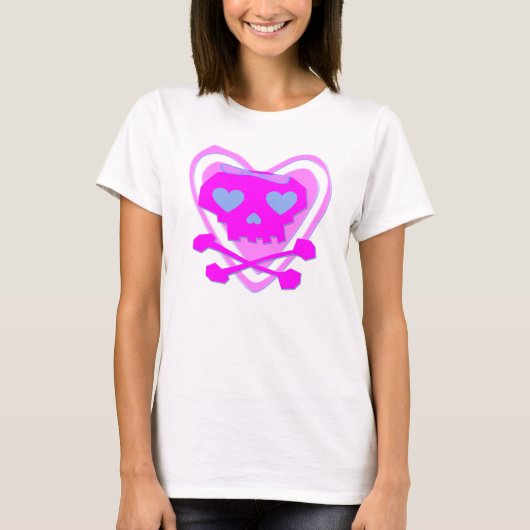 KUTE EN MEESTE EMO-SKULL & ROSSBONEN T-SHIRT (Voorkant)