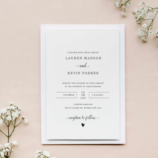 Kute en minimalistische liefdeshuwelijk kaart