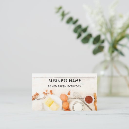 Kute en moderne witte Waterverf bakkerij Visitekaartje (Staand voorkant)