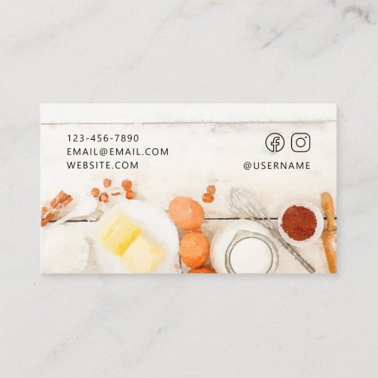 Kute en moderne witte Waterverf bakkerij Visitekaartje (Achterkant)