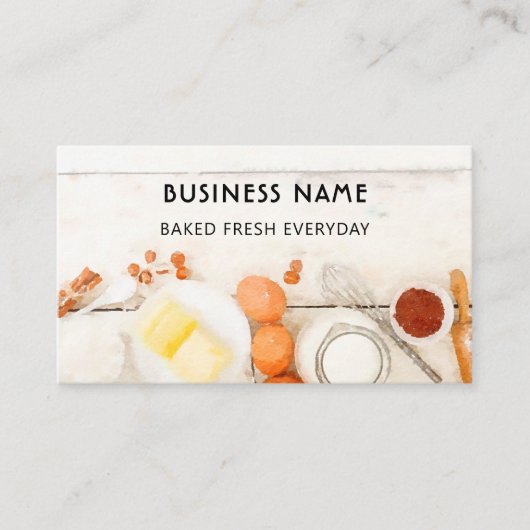 Kute en moderne witte Waterverf bakkerij Visitekaartje (Voorkant)
