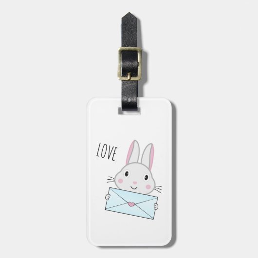 Kute en mooie Bunny holding Love Letter Bagagelabel (Voorkant verticaal)