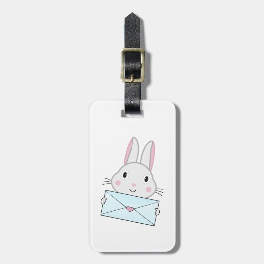 Kute en mooie Bunny holding Love Letter Bagagelabel (Voorkant verticaal)