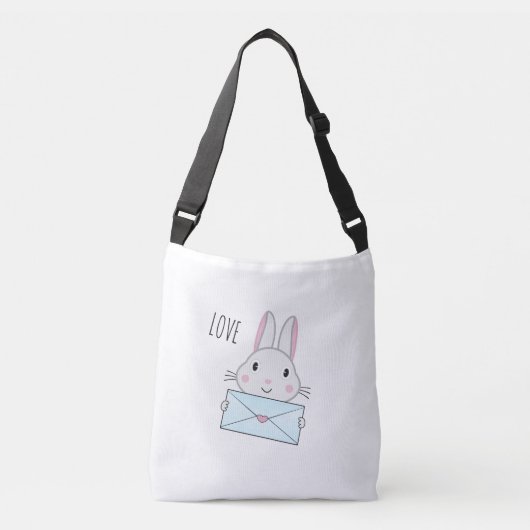 Kute en mooie Bunny holding Love Letter Crossbody Tas (Voorkant)