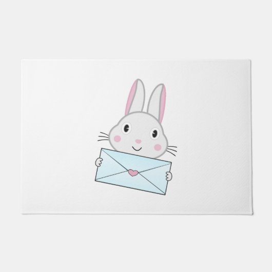 Kute en mooie Bunny holding Love Letter Deurmat (Voorkant)
