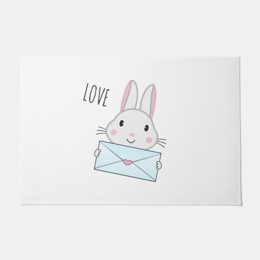 Kute en mooie Bunny holding Love Letter Deurmat (Voorkant)