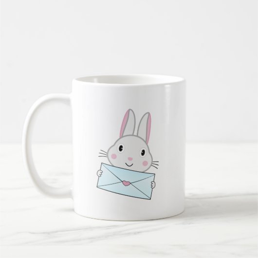 Kute en mooie Bunny holding Love Letter Koffiemok (Links)