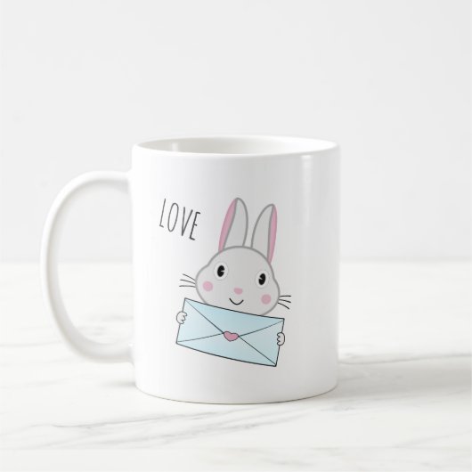 Kute en mooie Bunny holding Love Letter Koffiemok (Links)