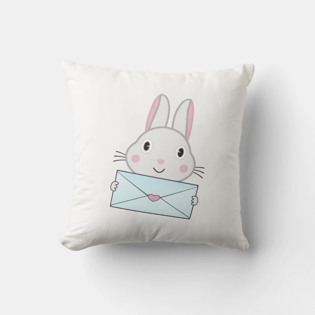Kute en mooie Bunny holding Love Letter Kussen (Voorkant)