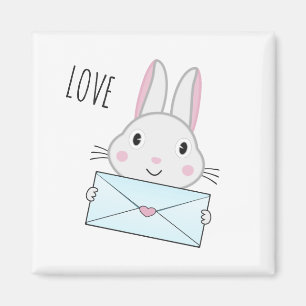 Kute en mooie Bunny holding Love Letter Magneet