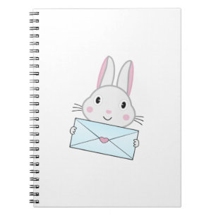Kute en mooie Bunny holding Love Letter Notitieboek