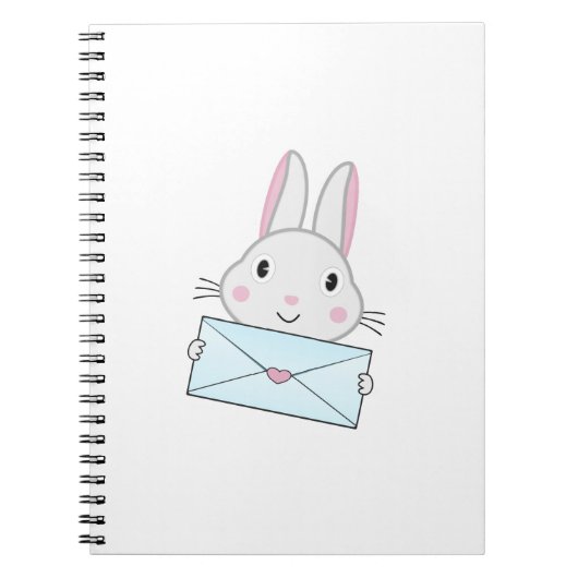 Kute en mooie Bunny holding Love Letter Notitieboek (Voorkant)