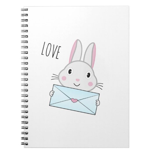 Kute en mooie Bunny holding Love Letter Notitieboek (Voorkant)