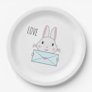 Kute en mooie Bunny holding Love Letter Papieren Bordje