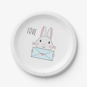 Kute en mooie Bunny holding Love Letter Papieren Bordje