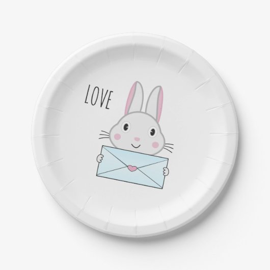 Kute en mooie Bunny holding Love Letter Papieren Bordje (Voorkant)