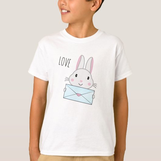 Kute en mooie Bunny holding Love Letter T-shirt (Voorkant)