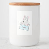 Kute en mooie Bunny holding Love Letter Voedselcontainer Etiket (Voorkant)
